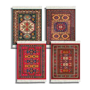 Ensemble de 4 dessous-de-verre en tissu tapis, design oriental, en caoutchouc 3mm, écologiques - Product Image 1