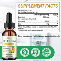 Gouttes liquides de sélénium à marque privée OEM avec suppléments de vitamine C et de zinc pour le système immunitaire des adultes, antioxydant, santé cardiaque, 60 ml