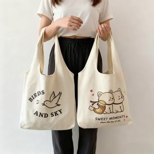 เสื้อกั๊กผ้าใบสไตล์ใหม่กระเป๋าโท้ทผ้าใบสะพายไหล่ข้างเดียวสำหรับนักเรียนหญิงเวอร์ชั่น<span class=keywords><strong>เกาหลี</strong></span>ดีไซน์ตามสั่ง - Product Image 1