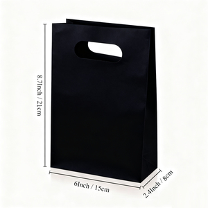 Sacs en papier kraft noir recyclables avec poignées découpées pour bijoux, colliers, bagues, emballages cadeaux de boutique, petits sacs de shopping personnalisés avec logo - Product Image 2