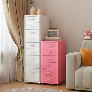 Tủ hồ sơ di động dưới bàn nhà văn phòng Kim Loại Tủ hồ sơ màu đen và màu hồng thép đa ngăn kéo tủ lưu trữ với bánh xe - Product Image 6