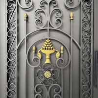 Porte d'entrée moderne en fer forgé à la main, style méditerranéen, pour villa, à simple battant, double face, anti-effraction