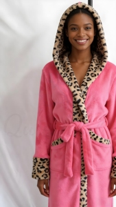 Manufacturer's Made Custom Logo Women's Fluffy Super Soft Fleece Plush <strong>Bathrobe</strong> for Hotels &amp; Spas - Product Image 4