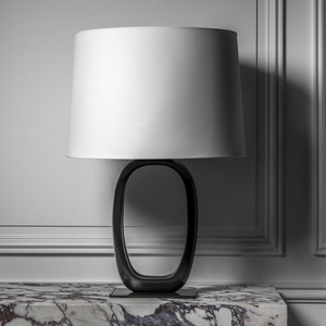 EASALIAIGR <b>Table</b> <b>Lamp</b> E27 LED 220V Switch Control Black <b>Base</b> White Shade Living Room Bedroom Decor - Product Image 2