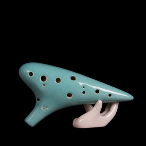 Ocarina artisanale à 12 trous en céramique craquelée, flûte portable pour musique folklorique - Product Image 3