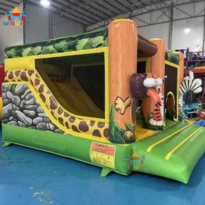 Château gonflable pour animaux pas cher en gros, maison de rebond pour enfants de haute qualité, bleu, jaune, vert, combinaison de matériaux PVC, taille 5x5m, installation facile - Product Image 6