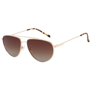 Lunettes de soleil aviateur monture dorée verres dégradés marron unisexe monture intégrale protection UV 100% protection solaire adulte - Product Image 1