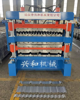 Machine automatique de fabrication de tôles de toiture colorées, machine de formage à froid de panneaux de toiture et de mur à trois couches, triple profil.
