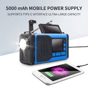 Radio d'urgence portable avec panneau solaire, manivelle, réception AM/FM, haut-parleur intégré, pour survie en extérieur - Product Image 5