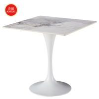 Ensembles de tables de salle à manger modernes pour restaurants commerciaux, comptoirs en marbre, cadres métalliques robustes - Options carrées et rectangulaires pour usage hôtelier