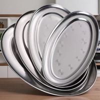 Plateau ovale en acier inoxydable poli magnétique pour poisson, œufs, barbecue, fruits et légumes, design moderne et minimaliste