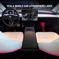 Bande lumineuse d'ambiance néon pour voiture Bande lumineuse laser RVB 128 couleurs changeantes pour Tesla Model 3 Model Y 2021 +.