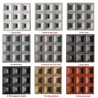 Brique creuse en PU, modèle de bloc de construction à 9 trous, pour décoration murale intérieure, avec motif de balcon incliné et motif à neuf grilles, couleur rouge, composant Ins