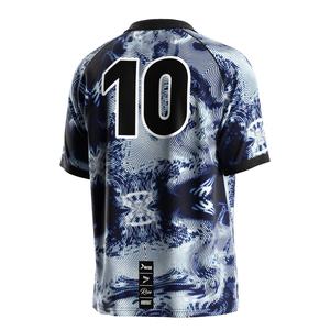 Maillot de football avec col à insert triangulaire, tissage à séchage rapide et configurations de garnitures personnalisées pour les échauffements avant le match - Product Image 3