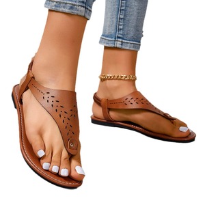 Sandalias casuales de verano 2025 para mujer, sandalias planas con clip para el dedo, tendencia de moda transfronteriza, tallas grandes, de gelatina. - Product Image 5