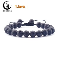 Zhe Ying 6/8mm Edelstein Heil kristall verstellbares Armband Großhandel Kristall verstellbares geflochtenes Armband Naturstein Armband