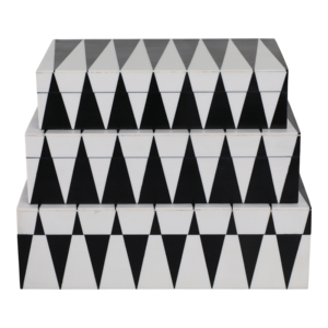 Set di scatole decorative con motivo triangolare, moderne scatole portaoggetti in resina e legno con coperchi per gioielli, ricordi e decorazioni per la casa - Product Image 4