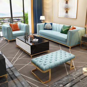 Divano Moderno in Stile Europeo di Lusso Leggero, Personalizzabile nelle Dimensioni, in Tessuto Simil Pelle per <span class=keywords><strong>Soggiorno</strong></span>, <span class=keywords><strong>Arredamento</strong></span> Moderno per Interni - Product Image 2