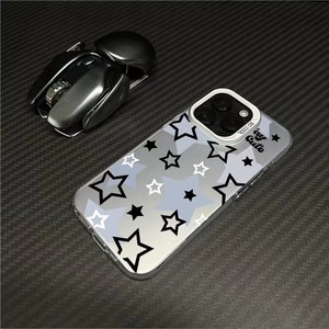 Coreano Negro <span class=keywords><strong>Blanco</strong></span> <span class=keywords><strong>Estrella</strong></span> de cinco puntas para <span class=keywords><strong>IPhone</strong></span> 17 16 15 14 <span class=keywords><strong>13</strong></span> 12 11 Pro Max X XR 7 8 Plus Moda Borde negro Minimalismo - Product Image 3