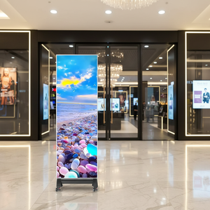 P1.2 P1.5 P1.8 P2.5 foldable LED <b>poster</b> display with wheel WiFi control battery powered digital advertising screen - Product Image 1