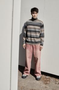 メンズタートルネックセーターラグジュアリーセーターヴィンテージ80年代ウール厚手メンズ冬服コントラストストライプ冬プルオーバーニット - Product Image 6