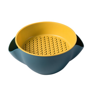 Double Layer Plastic Drain Basket Round Lattice Type BPA Free For Vegetable Fruit Storage - Product Image 1