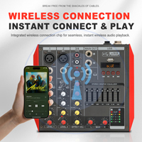 Mini table de mixage audio DJ ELM D4 4 canaux avec alimentation fantôme USB 48V, égaliseur 7 bandes, réverbération, réponse en fréquence 18Hz-20kHz