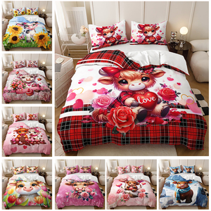 Impression numérique 3D dessin animé motif mignon 3 pièces Polyester tissu Animal <span class=keywords><strong>vache</strong></span> prix <span class=keywords><strong>de</strong></span> gros <span class=keywords><strong>housse</strong></span> <span class=keywords><strong>de</strong></span> <span class=keywords><strong>couette</strong></span> - Product Image 2