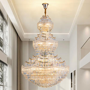 High Ceilings Villa Duplex Building Luxury Modern Large Long K9 <b>Crystal</b> <b>Chandeliers</b> for Villas Staircases - Product Image 1