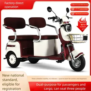 Triciclos Eléctricos Personalizados, Asiento Doble Confortable, 3 Ruedas <span class=keywords><strong>de</strong></span> Baja Velocidad, Seguros para Personas Mayores, Transporte Familiar, Transporte <span class=keywords><strong>de</strong></span> Niños, 3 Colores. - Product Image 1