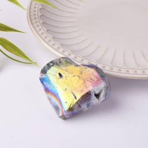 หินสเฟลไลริตรูปหัวใจสีออร่าแองเจิล ขายส่ง หินกึ่งมีค่า สำหรับวิคคา เรกิ คริสตัลบำบัด งานฝีมือ ของขวัญฮาโลวีน ฮวงจุ้ย ตกแต่งบ้าน สไตล์โบฮีเมียน - Product Image 3