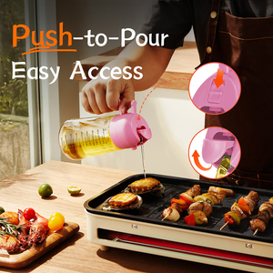 Set Dispenser Olio e Aceto in Vetro <span class=keywords><strong>per</strong></span> <span class=keywords><strong>Cucina</strong></span>, Spruzzino da 16oz con Coperchi Neri e Rosa Caldo - Product Image 2