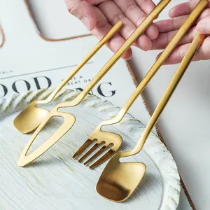 Creative Hanging flatware customize OEM service 4pcs Gold Stainless Steel Rainbow Black Gift set cutlery set