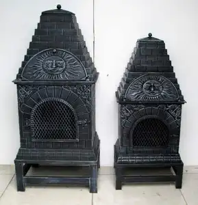 Real fire fireplace, European style stove, outdoor oven, freestanding grill Chimeneas