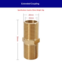 Raccord en laiton fileté double mâle 1/2 pouce, connecteur d'extension pour robinet de salle de bain, adaptateur en cuivre pour raccordement de l'eau de douche