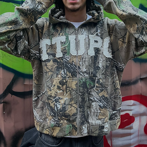 Sudadera con Capucha Camuflada Personalizada de Alta Calidad, Sudadera Táctica con Capucha y Cremallera, Chaqueta con Bordado de Parches, Sudadera de Caza con Cremallera para Hombre - Product Image 4