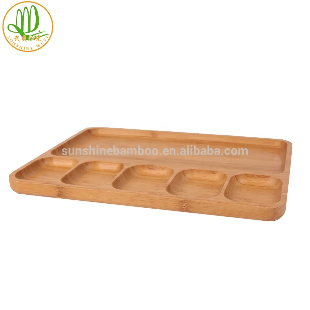 Placa de bambu retangular ecológica, 6 peças para sushi, pratos de bambu