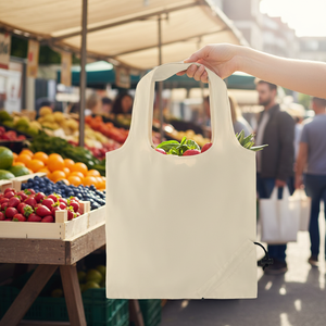 Borsa promozionale pieghevole in cotone fragola - Product Image 3