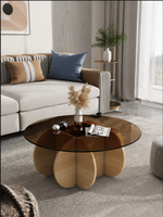 Table basse ronde minimaliste, table basse en verre de style moderne, mobilier de maison de luxe léger et tendance pour salons