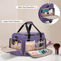 Grande trousse de maquillage personnalisée, trousse de toilette matelassée de voyage, ensemble de 3 pochettes amovibles, trousse de toilette avec trousse à pinceaux de maquillage, valise à roulettes pour le maquillage