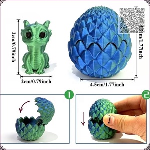 Œuf de dinosaure imprimé en 3D, <span class=keywords><strong>dragon</strong></span> articulé, jouet artistique de bureau, surprise, fournisseur professionnel, couleurs assorties - Product Image 3