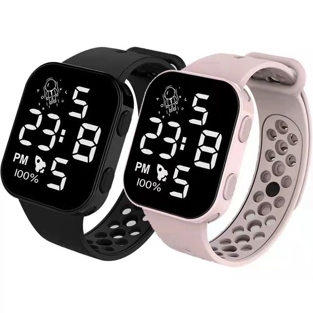 LED Astronaut Electronic Watch square Large Screen Display Fashion Student Men and Women Electronic LED Button Watch