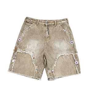 Highest Demanding Button Closure Men's Distressed Denim <b>Shorts</b> Breathable Knitted Fabric Made Regular Fitted Ripped Denim <b>Shorts</b> - Product Image 1