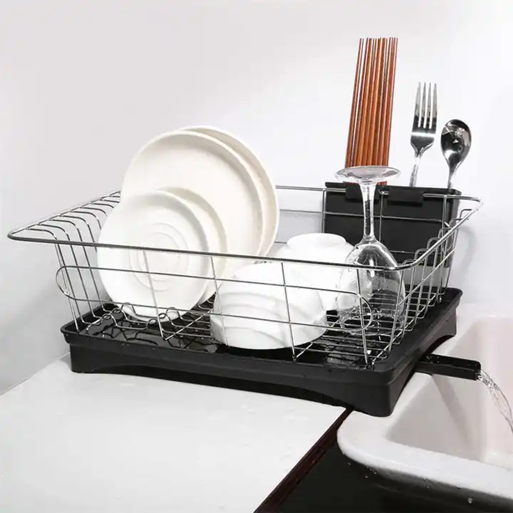 Dish Drainer Rack Set, With Drain Board Tray Rust Proof Kitchen Household  Stainless Steel Dish Drying Rack// - Buy Dish Drainer Rack Set, With Drain  Board Tray Rust Proof Kitchen Household Stainless