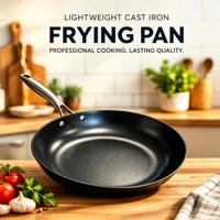 Poêle en fonte légère noire pré-assaisonnée pour cuisinière à gaz, induction, restaurant, hôtel, cuisine domestique