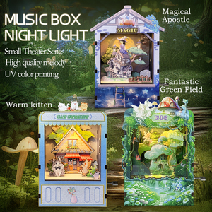 Carillon in Legno 3D Fatto a Mano, Luce Notturna Creativa a Manovella per Decorazione Camera da Letto, Scatola Portagioie <span class=keywords><strong>Ballerina</strong></span> Fai-da-Te - Product Image 2