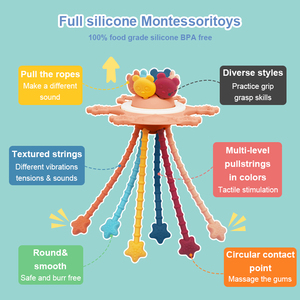 Jouet de Dentition Sensoriel <span class=keywords><strong>Montessori</strong></span> en Silicone pour Bébé, Jouet Interactif, Sans Bpa - Product Image 2
