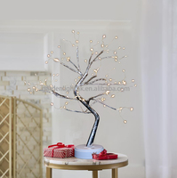 Bonsaï artificiel de table DIY 20 pouces, lampe arbre LED blanc chaud avec fil de cuivre, 144 LED, alimentation par piles/USB, en plastique, pour Noël