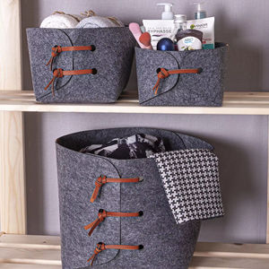 Handmade OEM <b>Grey</b> Kids Felt Foldable Toys <b>Storage</b> Basket <b>Box</b> - Product Image 1