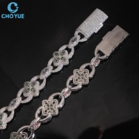 Bracelet manchette de luxe CHOYUE pour femme en argent 925 plaqué rhodium, serti de moissanite taille brillant en forme de trèfle, certifié GRA